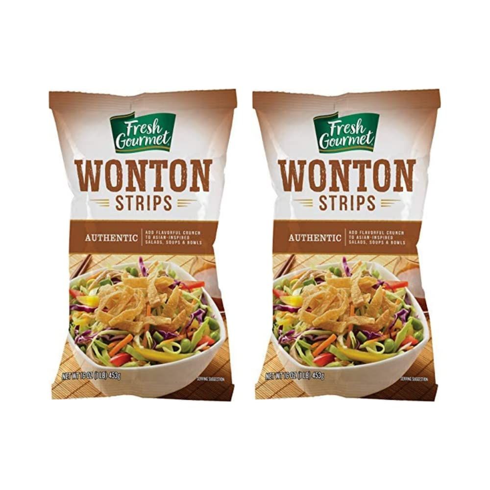 Fresh Gourmet Authentic Wonton Strips Crunchy Snack and Salad Topper (16 Ounce (Pack of 2))
