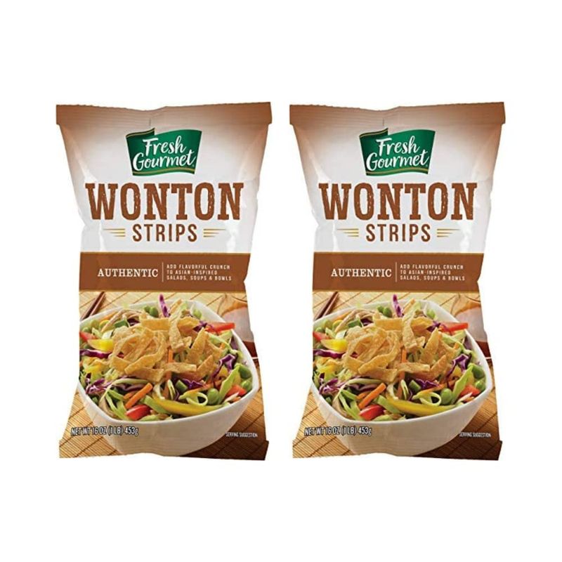 Fresh Gourmet Authentic Wonton Strips Crunchy Snack and Salad Topper (16 Ounce (Pack of 2))