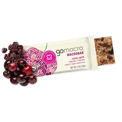 GoMacro MacroBar Organic Vegan Snack Bars Cherries  Berries 2 Ounce Bars (Pack of 12)