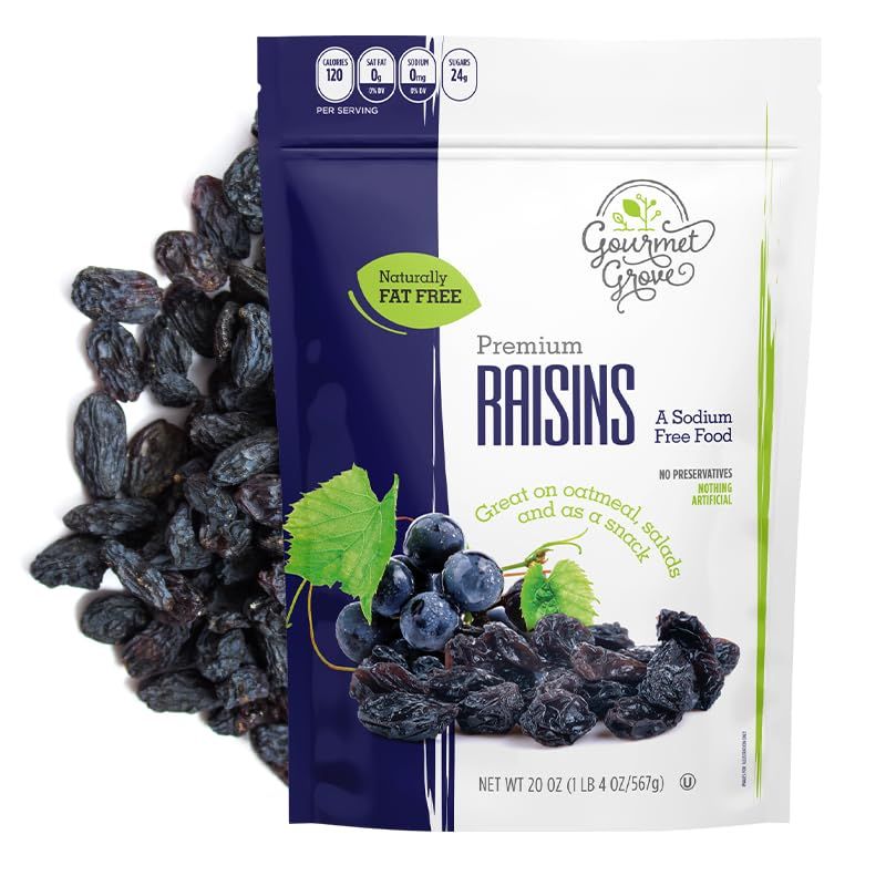 Dried Raisins 20 oz - Premium Quality, All-Natural, Sweet &amp; Juicy Snack, Perfect for Baking, Cooking, and Healthy Snacking - Pack of 1  Gourmet Grove