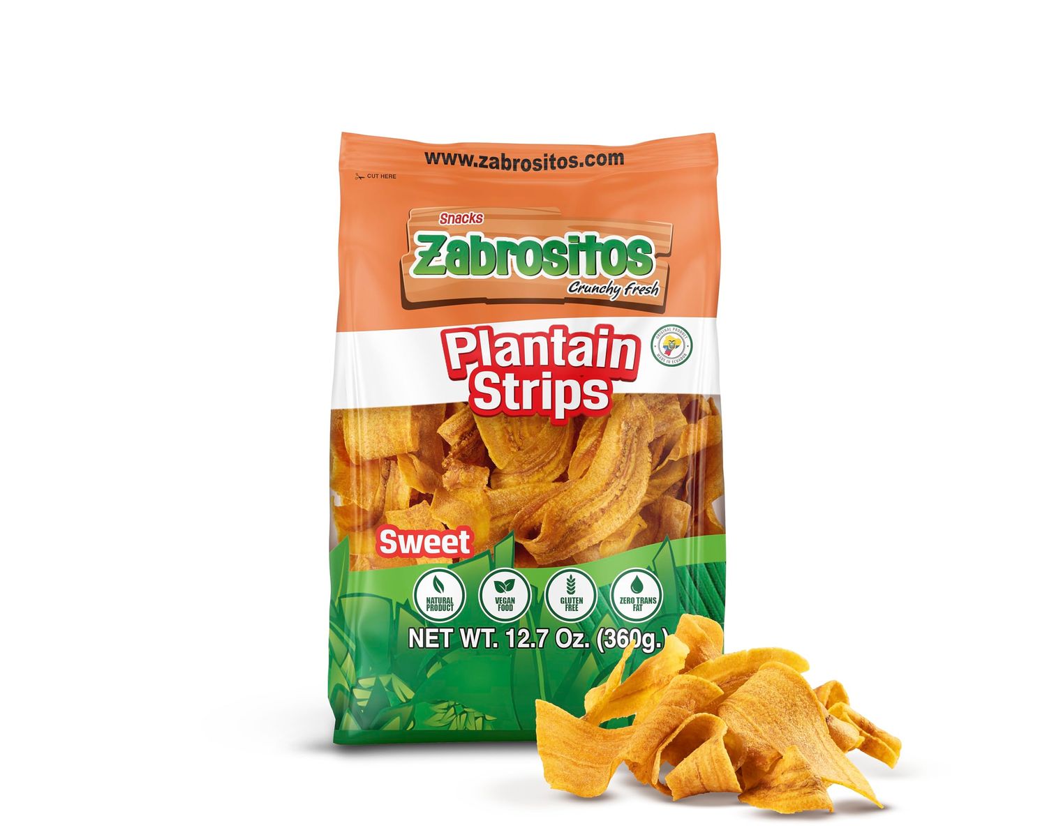 Zabrositos  Sweet Plantain Chips  Healthy Crunchy Daily Snack  Natural, Gluten Free, Vegan, Zero Trans Fat  Sweet Plantain Strips (Sweet/Ripe Plantain)