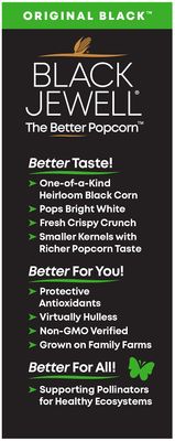 Black Jewell Hulless Popcorn, Original Black Kernels for Popping. Pops White, Non-GMO, Heirloom, All Natural Snack with Antioxidants, Whole Grain, Gluten Free, Gourmet, Vegan, 28.35oz (Pack of 6)