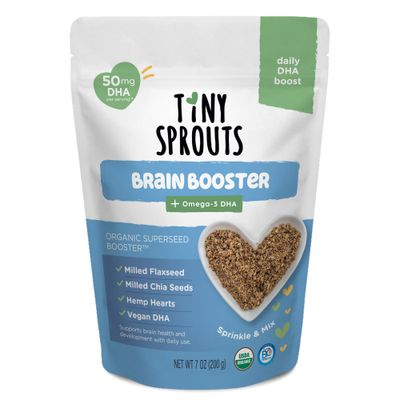 Superseed Organic Milled Chia, Flaxseed and Hemp Heart Brain Booster with Vegan Omega-3 DHA S Prebiotic Fiber Protein Gluten Free Seeds for 6M Babies Toddlers &amp; Kids (7oz x 1 Pack)