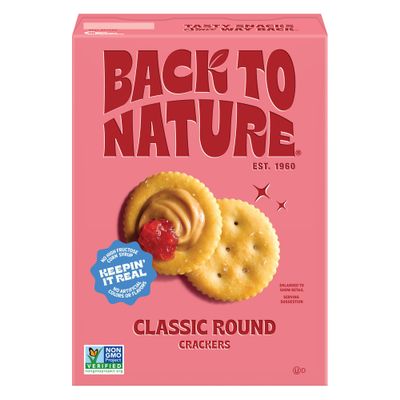 Back to Nature Classic Round Crackers - Dairy Free, Non-GMO, Made with Wheat Flour &amp; Sea Salt, Delicious &amp; Quality Snacks, 6.5 Ounce