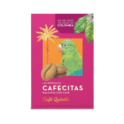 Cafe Quindio Coffee Cookies Cafecitas 3.5 oz (100g) Box - Approximately 22 Cookies