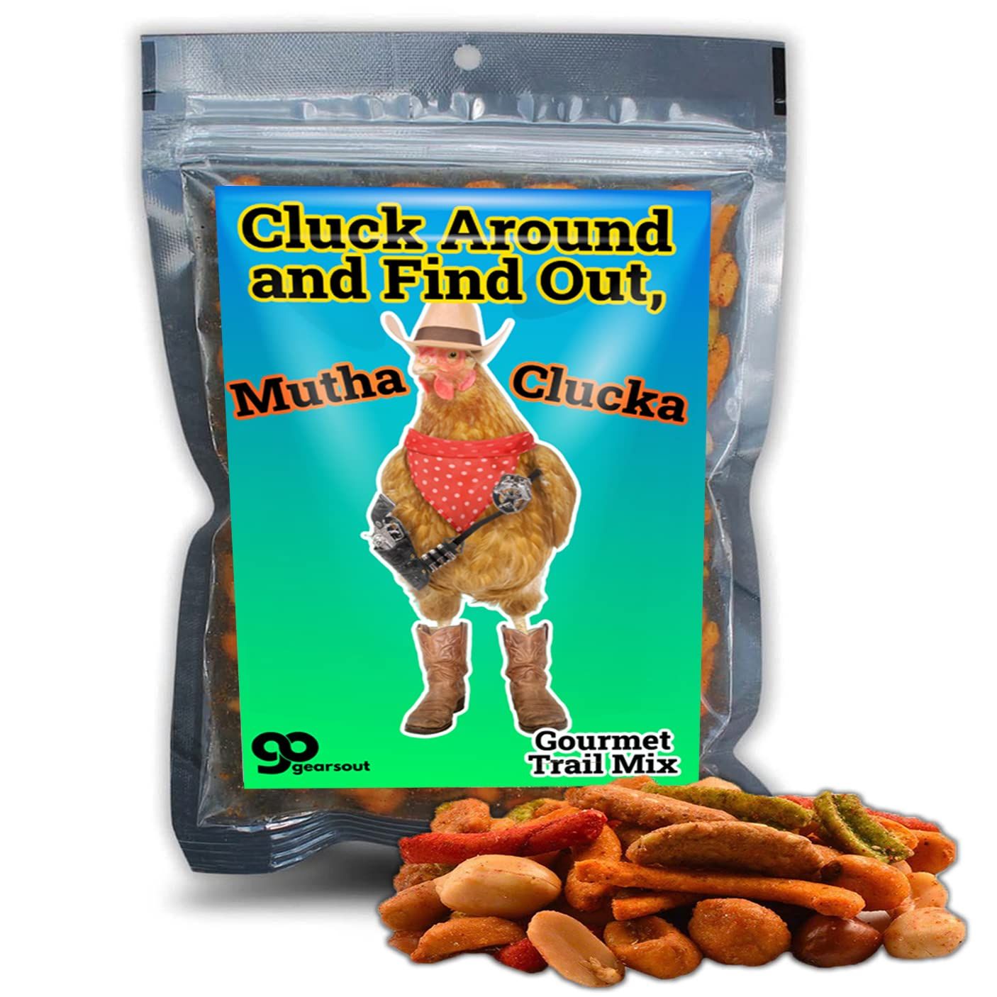Cluck Around and Find Out Mutha Clucka Premium Trail Mix - Gag Gift for Dad - Father&#39;s Day Gag Gift Ideas for Men - Funny Gourmet Snack Mix (9 oz)