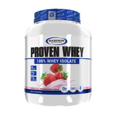 Gaspari Nutrition Proven Whey, 100% Hydrolyzed Whey Isolate, High Protein, Lactose Free, Low Carbohydrate and Low Sugar (4lb, Strawberries &amp; Cream)