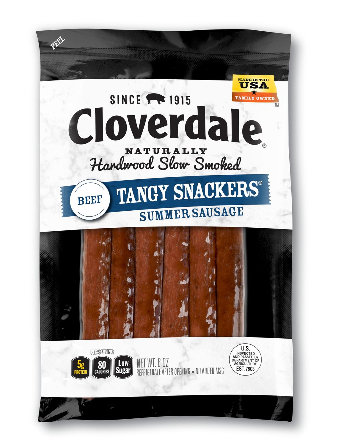 Cloverdale Tangy Snackers Beef Summer Sausage Stick 6 Ounce - Mini Snacking Summer Sausages, Soft Bite Beef Sticks, All Beef Summer Sausage Sticks