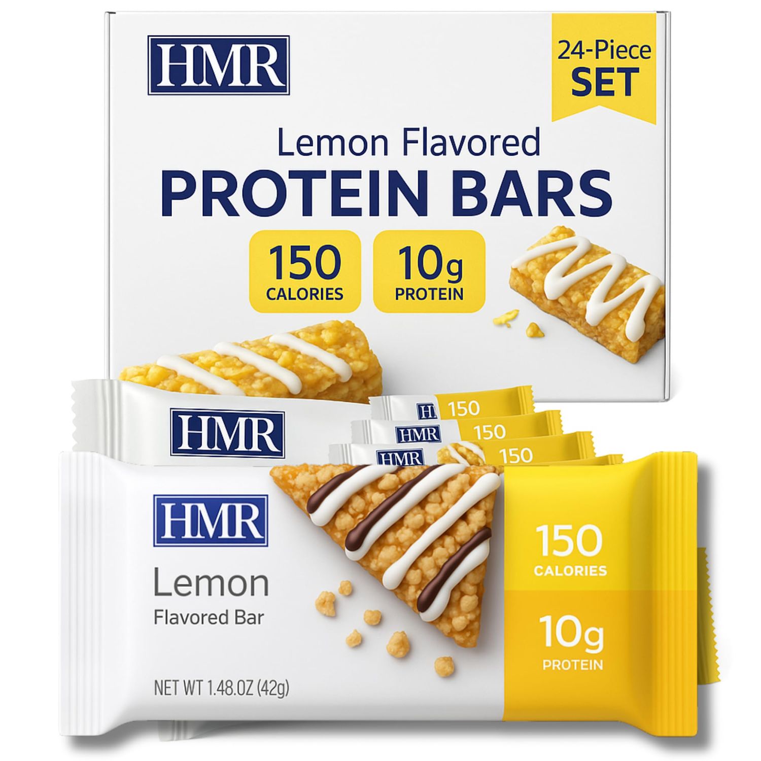 HMR Bar, Lemon Protein Bar  10g of Protein  Nutritious Snack to Support Weight Maintenance  Low Calorie Dessert   24 Count