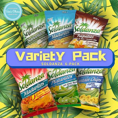 Journey of Snacks "International Snack" Soldanza Plantain Chips Variety Pack 2.5oz (Pack of 6) (6 Mix)