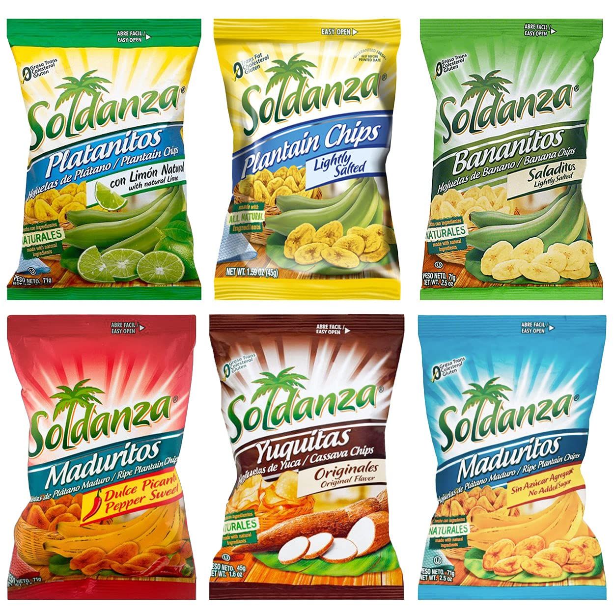 Journey of Snacks &quot;International Snack&quot; Soldanza Plantain Chips Variety Pack 2.5oz (Pack of 6) (6 Mix)