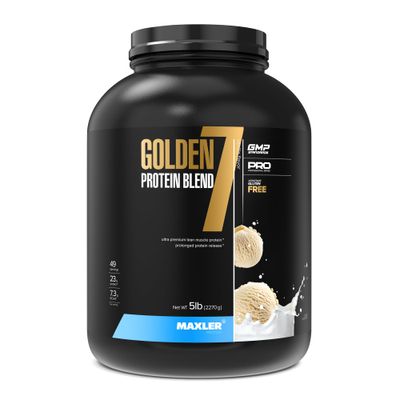Maxler Golden 7 Protein Blend - Protein Powder for Muscle Gain &amp; Recovery - Vanilla Protein Powder 5 lb