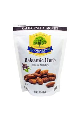Balsamic Herb Roasted Seasoned Salt Vinegar and Herb Flavored Tangy Snack Almonds Steam Pasteurized 16 oz by Sohnrey Family Foods