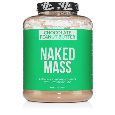 NAKED Vegan Mass - Chocolate Peanut Butter - 1,290 Calories, Nothing Artificial, All Natural Chocolate PB Weight Gainer Protein Powder, GMO-Free, Gluten-Free &amp; Soy-Free - 8LB Bulk - 11 Servings