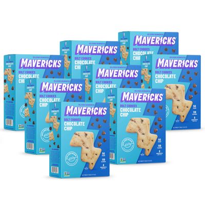 Mavericks Chocolate Chip Bolt Cookies - Healthy Cookies, Dairy Free Cookies, Vegan Friendly Chocolate Chip Cookies for Kids, Plant Based Chocolate Snack, Nut Free, 40% Less Sugar - 7 oz Box (8 Pack)