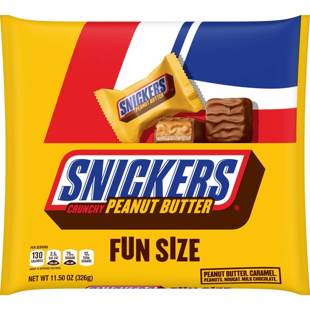 SNICKERS Crunchy Peanut Butter Squared Fun Size Halloween Chocolate Candy Bars, 11.5oz