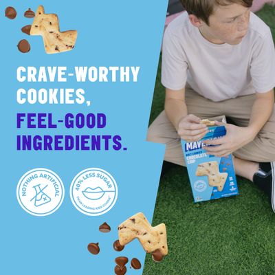 Mavericks Chocolate Chip Bolt Cookies - Healthy Cookies, Dairy Free Cookies, Vegan Friendly Chocolate Chip Cookies for Kids, Plant Based Chocolate Snack, Nut Free, 40% Less Sugar - 7 oz Box (8 Pack)