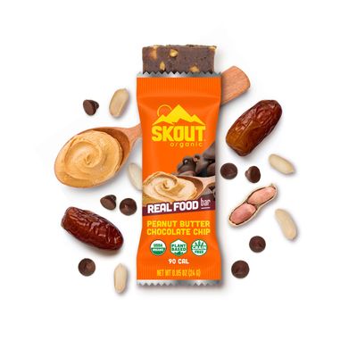 Skout Organic Peanut Butter Chocolate Chip Real Food Bars for Kids (6 Pack) Organic Snacks for Kids Plant-Based Nutrition, Vegan Gluten, Dairy, Grain & Soy Free