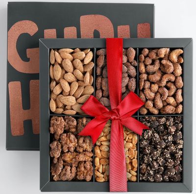 Nut Gift Basket Roasted Salted Mixed - Gourmet Nuts Dad Birthday Gift Nut Gift Baskets - Nuts Gift Box For Valentines Day, Thanksgiving, Fathers Day, Birthday - Nut Gifts Men &amp; Women by GURU HUNU