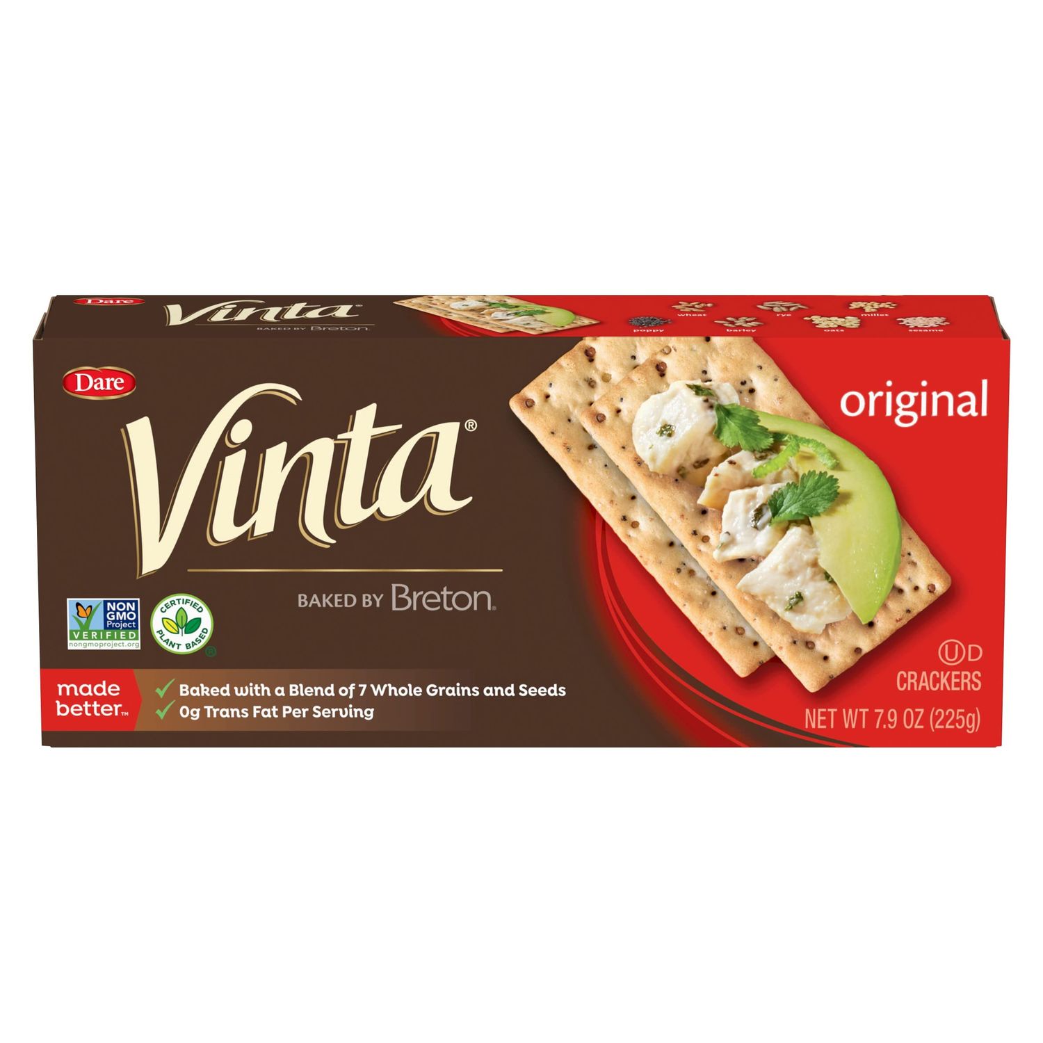 Dare Vinta Crackers, Original - Non-GMO Snack Crackers with 8 Grains and Seeds, 0g of Trans Fat - 7.9 Ounce