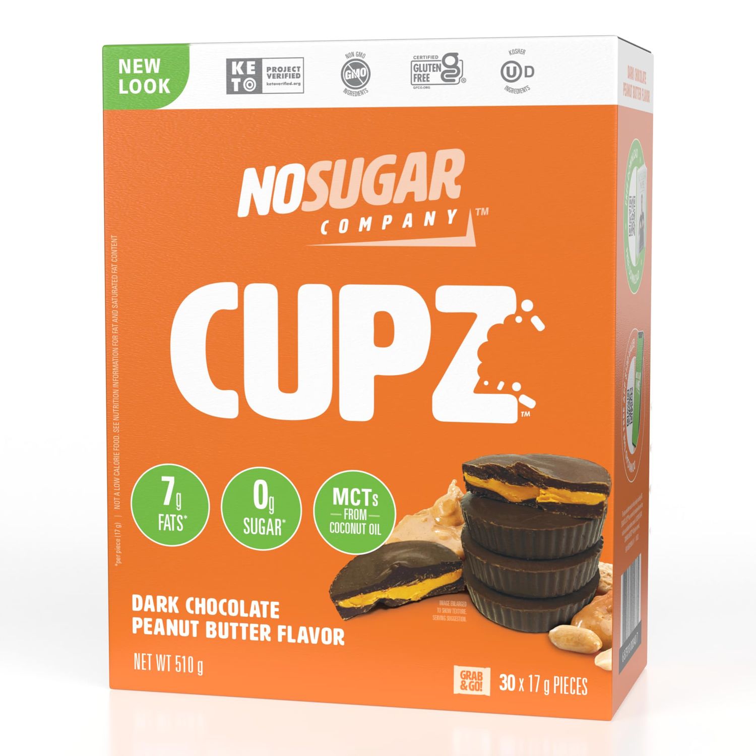 No Sugar Keto Peanut Butter Cups, 30 Cups, Diabetic safe treat, Low Net Carb (1g), Sugar Free (0g) Keto Fat Bomb Snacks with 7g Healthy Fat - Gluten Free, All Natural, Non-GMO