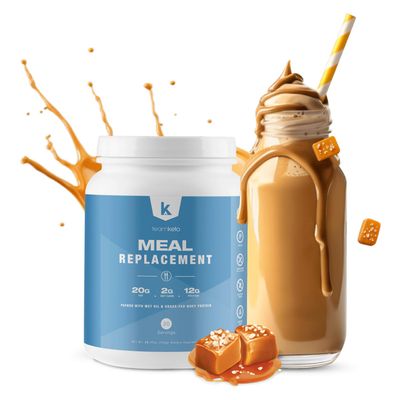 TeamKeto Meal Replacement Powder Gluten Free Contains MCT powder, coconut oil, grass-fed whey protein powder &amp; 100% natural flavors for Boost Ketosis- Low Carbs &amp; Energy Boost- 742g- Salted Caramel