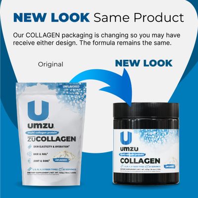 UMZU ZuCollagen Hydrolyzed Protein Powder 5 Collagen Peptide Types for Healthy Hair, Skin, Nails, Joints & Gut Low Calorie, High Protein (20g Protein per Serving Unflavored)