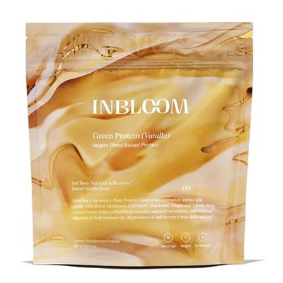 INBLOOM Kate Hudson Plant Based Vanilla Protein Powder - Green Protein with Six-Source Plant Protein Blend - Vanilla Bean Flavor - 14 Servings 10.1 oz (Pack of 1)