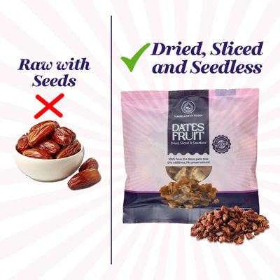 TundeLaniran Foods Pitted and Sliced Dates Fruit Snack - Premium Quality Brand - Perfect for snacking, cereals, salads and smoothies