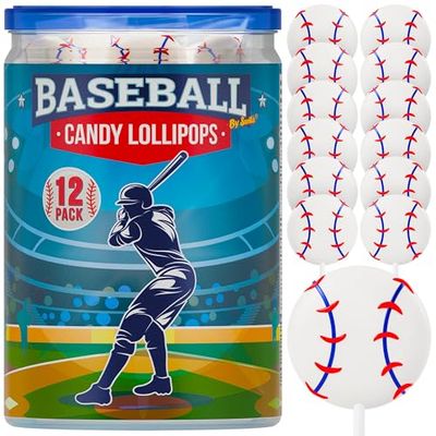 Baseball Lollipops 12pk- Baseball Sucker Lollipops Baseball Candy As Baseball Party Favors &amp; Baseball Goodie Bags - Baseball Snacks,Baseball Favors