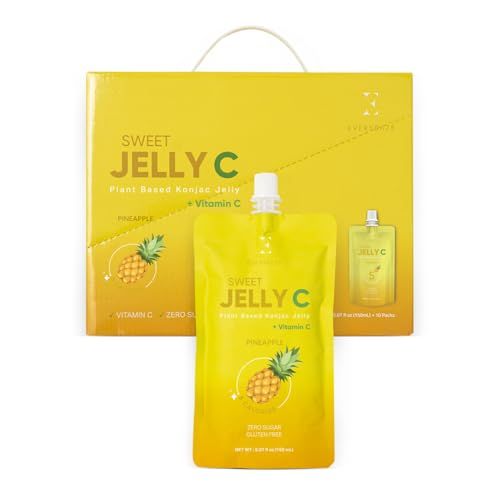 EVERYDAZE Sweet Jelly C Konjac Jelly  Vegan, Gluten Free, Sugar Free, Low Calorie  Healthy Drinkable Fruit Snack  10 Pack Box Food Drink Pouch (Pineapple)