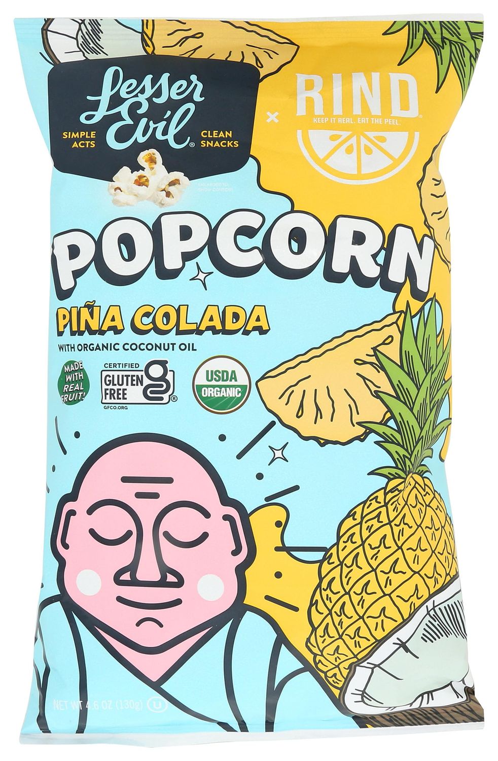 LESSEREVIL Organic Pina Colada Popcorn, 4.6 OZ