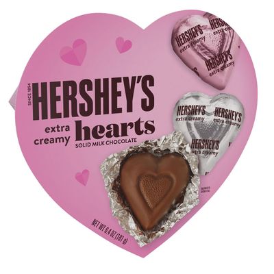HERSHEY&#39;S Extra Creamy Milk Chocolate Hearts, Valentine&#39;s Candy Gift Box, 6.4 oz