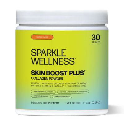 Sparkle Wellness Skin Boost Plus Verisol Collagen Peptides Protein Powder Vitamin C Orange Plus Supplement Drink, 7.7 oz