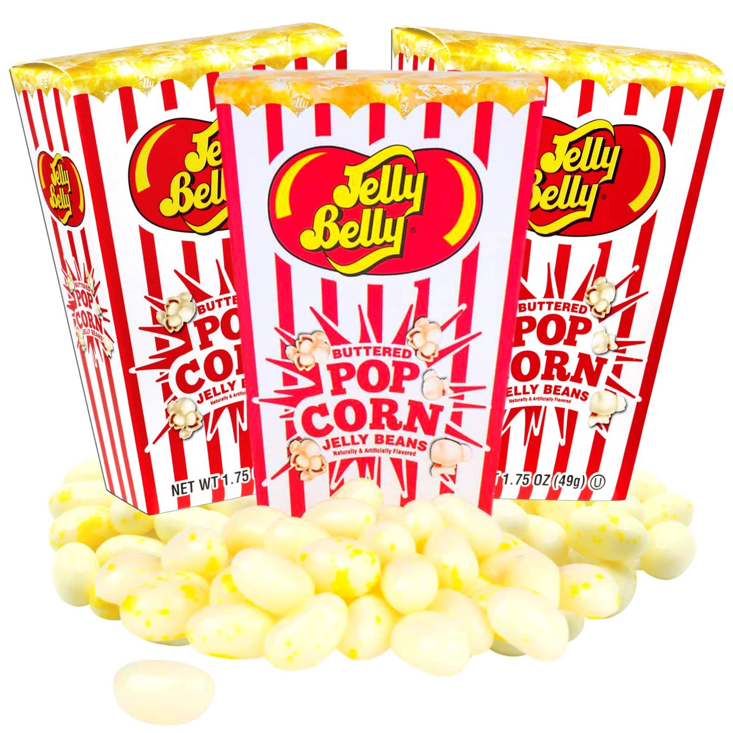 Sweetzo Buttered Popcorn Jelly Beans Party Favor Boxes, Mini Box Movie Night Candy Snack Pack, Gourmet Chewy Candies - 1.75 Ounce Each (Pack of 3)