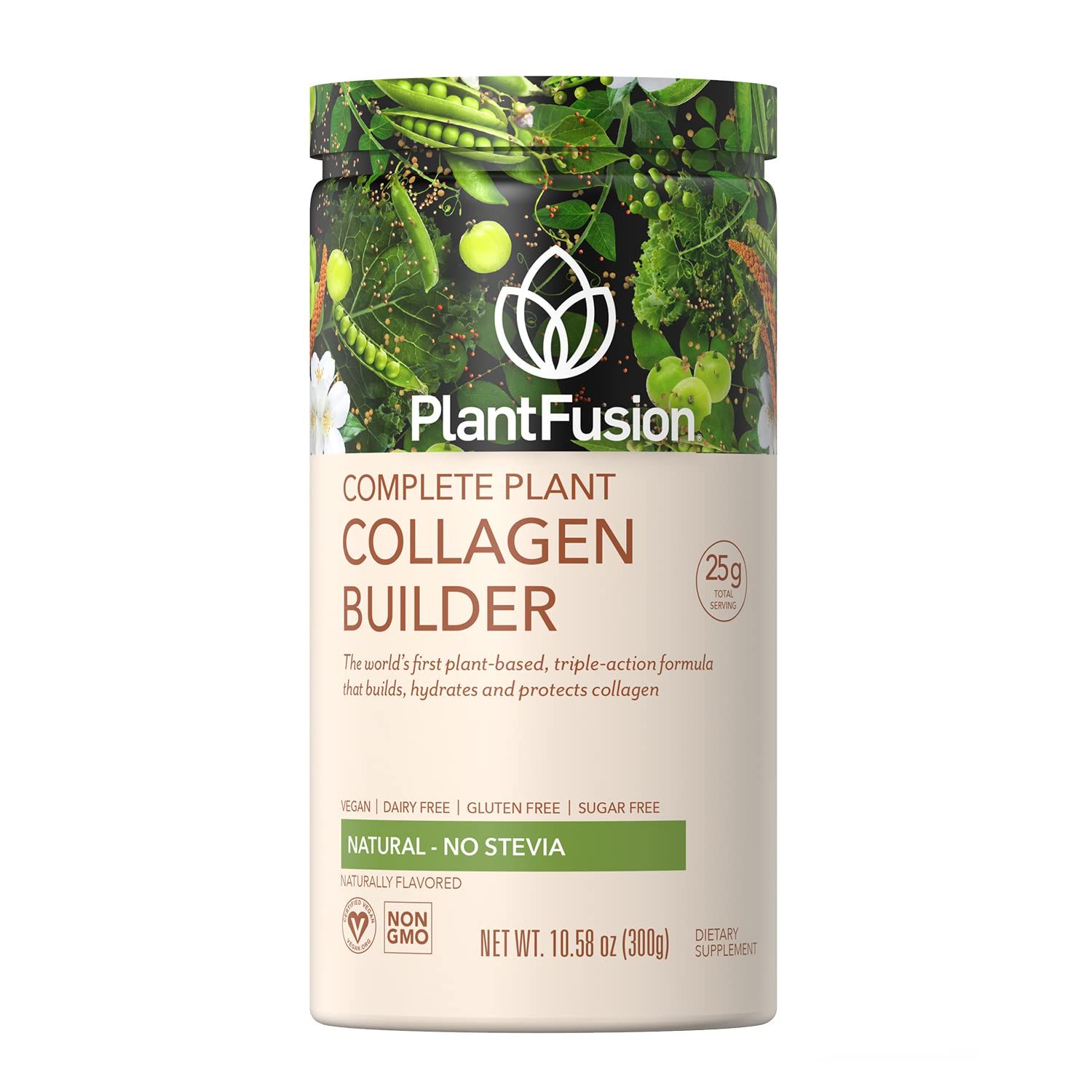 PlantFusion Vegan Collagen Powder - Plant Based Collagen Protein Powder For Muscle &amp; Joints, Hair, Skin &amp; Nails - Keto, Gluten Free, Soy Free, Non-Dairy, No Sugar, Non-GMO - Unflavored 10.58 oz