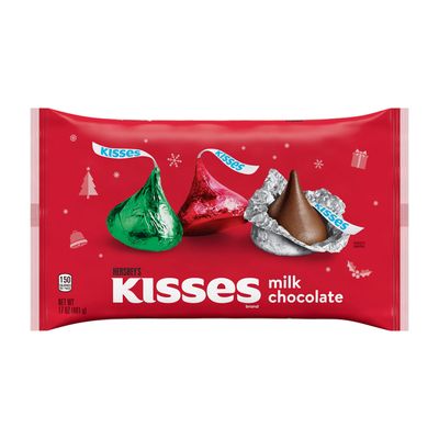 HERSHEY&#39;S KISSES Milk Chocolate, Christmas Candy Bag, 17 oz