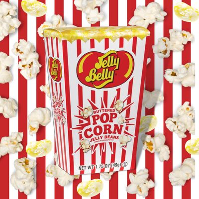Sweetzo Buttered Popcorn Jelly Beans Party Favor Boxes, Mini Box Movie Night Candy Snack Pack, Gourmet Chewy Candies - 1.75 Ounce Each (Pack of 3)