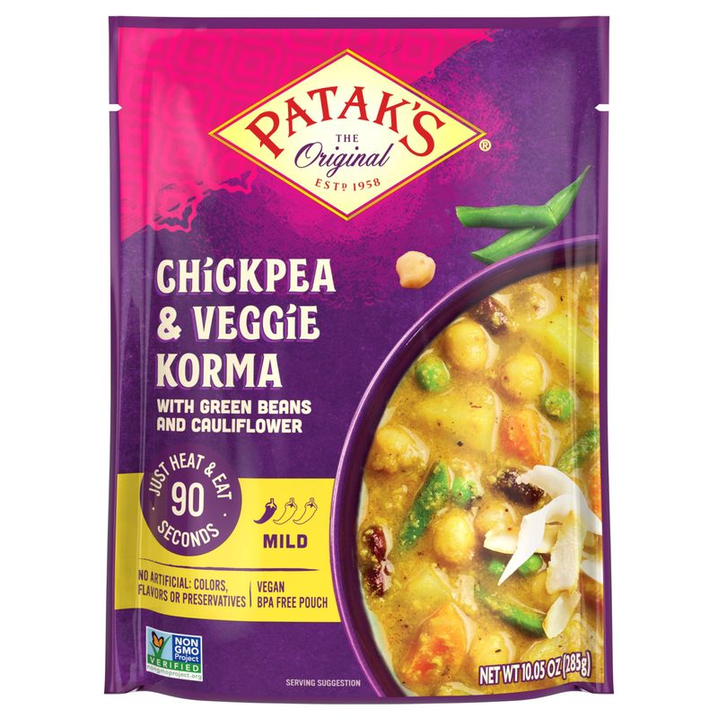 Patak&#39;s Chickpeas and Veggie Korma Ready To Heat Curry, 10.05 Fl Oz