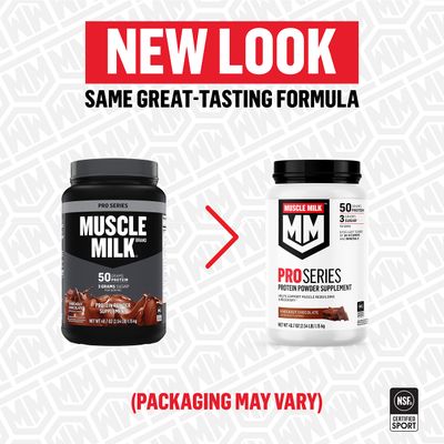 Muscle Milk Pro Series Protein Powder Supplement, Knockout Chocolate, 5 Pound, 28 Servings, 50g Protein, 3g Sugar, 20 Vitamins &amp; Minerals, NSF Certified for Sport, Workout Recovery