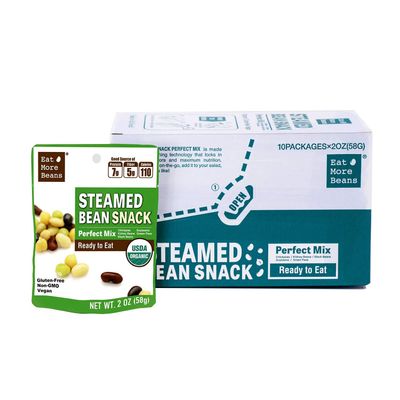 Steamed Bean Snack Series - PERFECT MIX ( Organic Chickpeas, Organic Soybeans, Organic Green Peas, Organic Kidney Beans, Organic Black Beans) - Box of 10