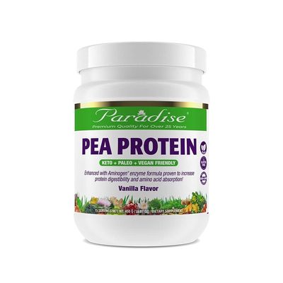 Paradise Herbs Organic Pea Protein Powder, Organic, Vanilla Flavor, Vegan, Gluten Free, Non GMO, Keto, Paleo, 15 Servings, 15.87 oz