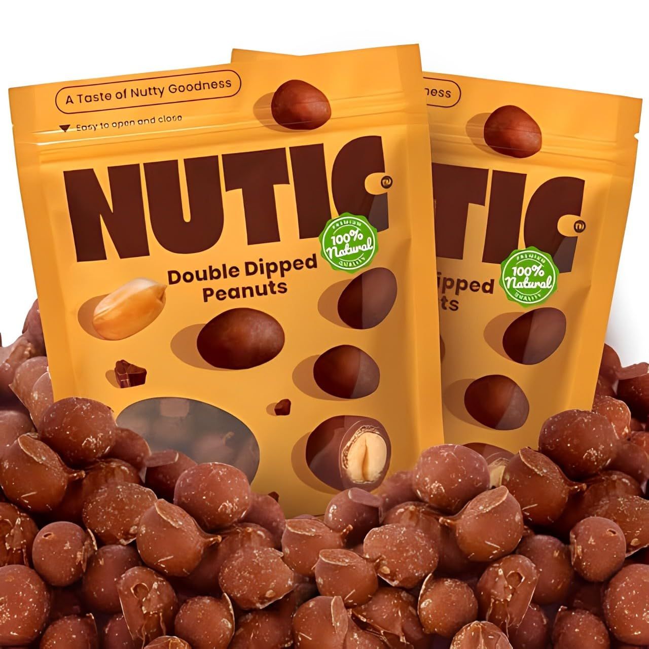 Nutic Milk Chocolate Covered Peanuts - 2 Lb. Double Dipped Premium Gourmet Milk Chocolate Peanuts Perfect for Snacks &amp; Gifts, Made in USA - (Pack of 1)