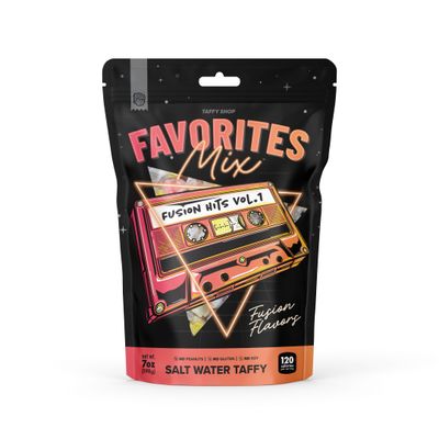 Taffy Shop Fusion Favorites, Salt Water Taffy - Gourmet Soft Chewy Candy, Variety Pack, Bulk Sweet Snack, Fresh Gift &amp; Gluten-Free, 140 Individually Wrapped Pieces (32oz)