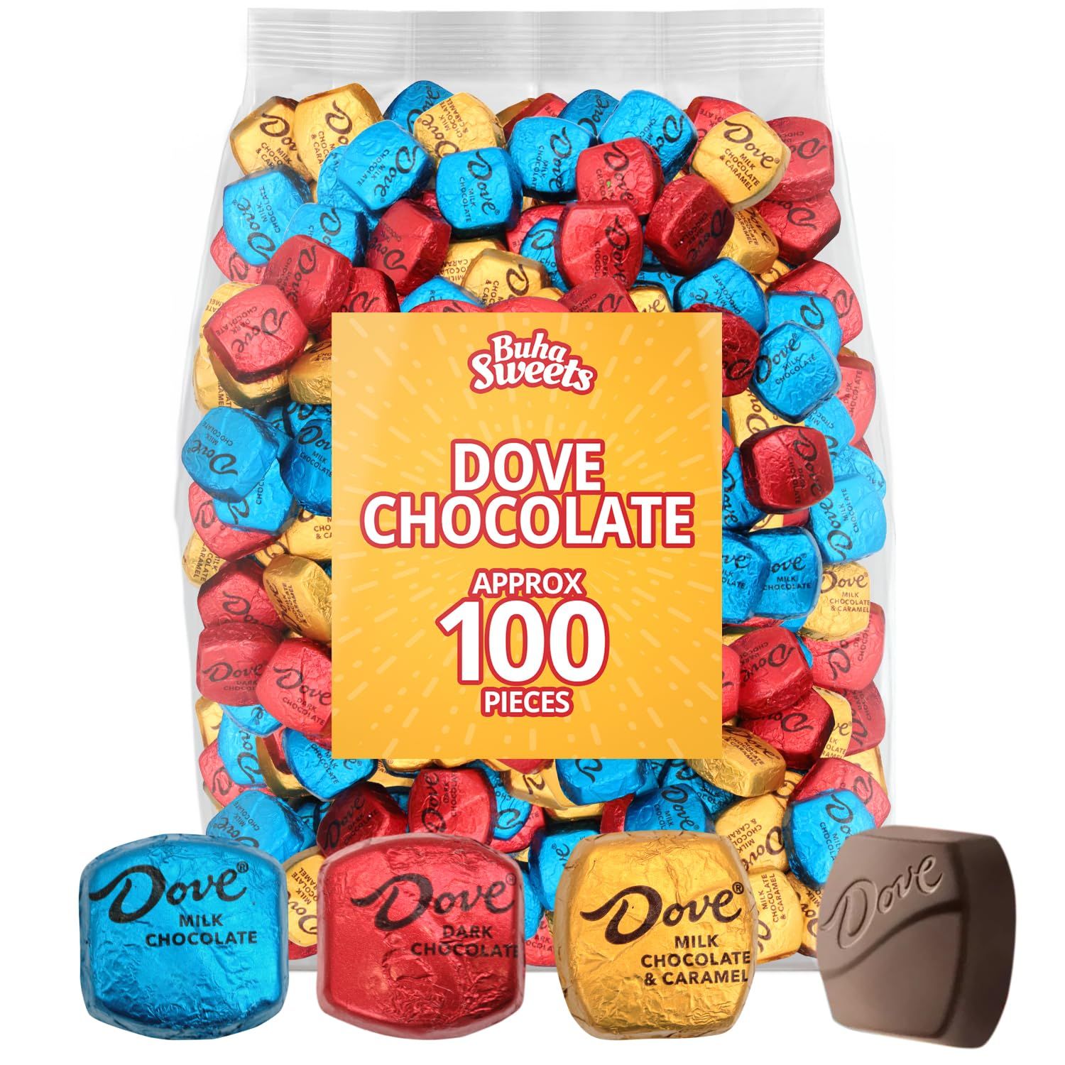 Chocolate Variety Pack, Dovechocolates Individually Wrapped Bulk Approx 100pcs, Ideal Dovepromises for Snacking, Sharing and Gifting, Perfect for Satisfying Every Chocolate Lovers Craving