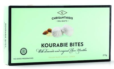 Chrisanthidis Delights Kourabie Bites with Almonds and original Chios Mastiha, 270g