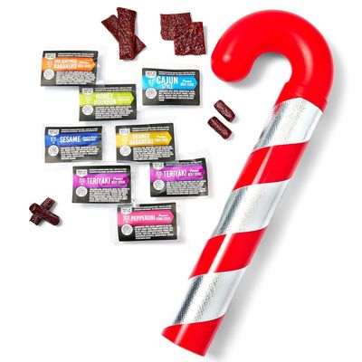 Man Crates Jerky Cane - Features 8 Merry, Marinated Jerky Bites - A Savory Surprise of Delicious Meat Treats - Great Stocking Stuffer for Men