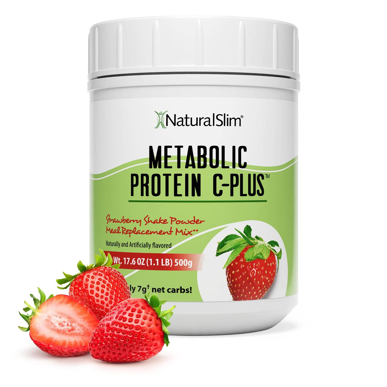 Naturalslim Protein Powder with Vitamins and Minerals Metabolic C-Plus - Meal Replacement Powder Fortified with Vitamin C, Zinc &amp; Amino Acid - Strawberry Protein Powder 10 Servings 1.1 lb.