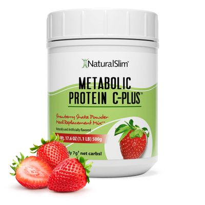Naturalslim Protein Powder with Vitamins and Minerals Metabolic C-Plus - Meal Replacement Powder Fortified with Vitamin C, Zinc &amp; Amino Acid - Strawberry Protein Powder 10 Servings 1.1 lb.