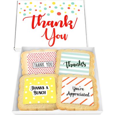 Thank You Gift Basket Cookies for Men Women Employees Teacher Nurse Co workers  Individually Wrapped  4 Pack  Appreciation Box